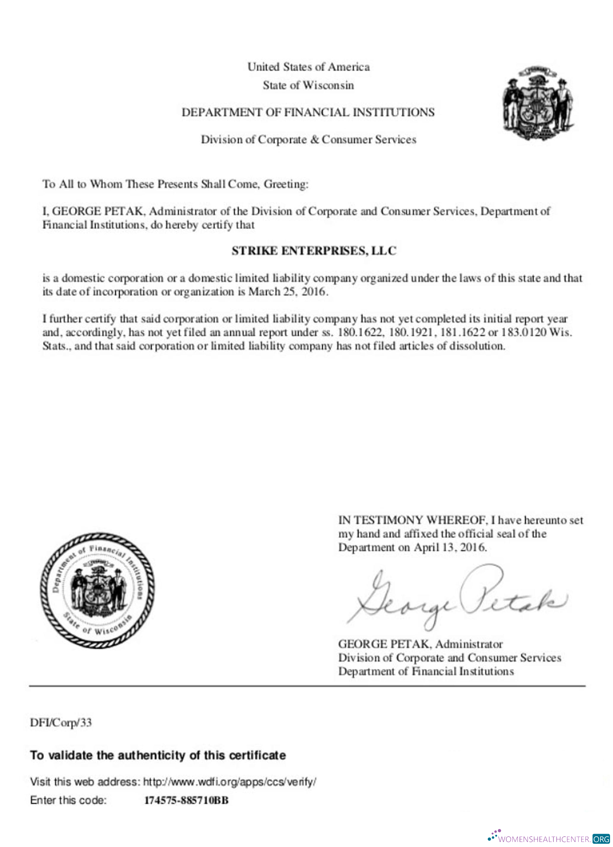 Download USA Wisconsin certificate of good standing Photoshop template